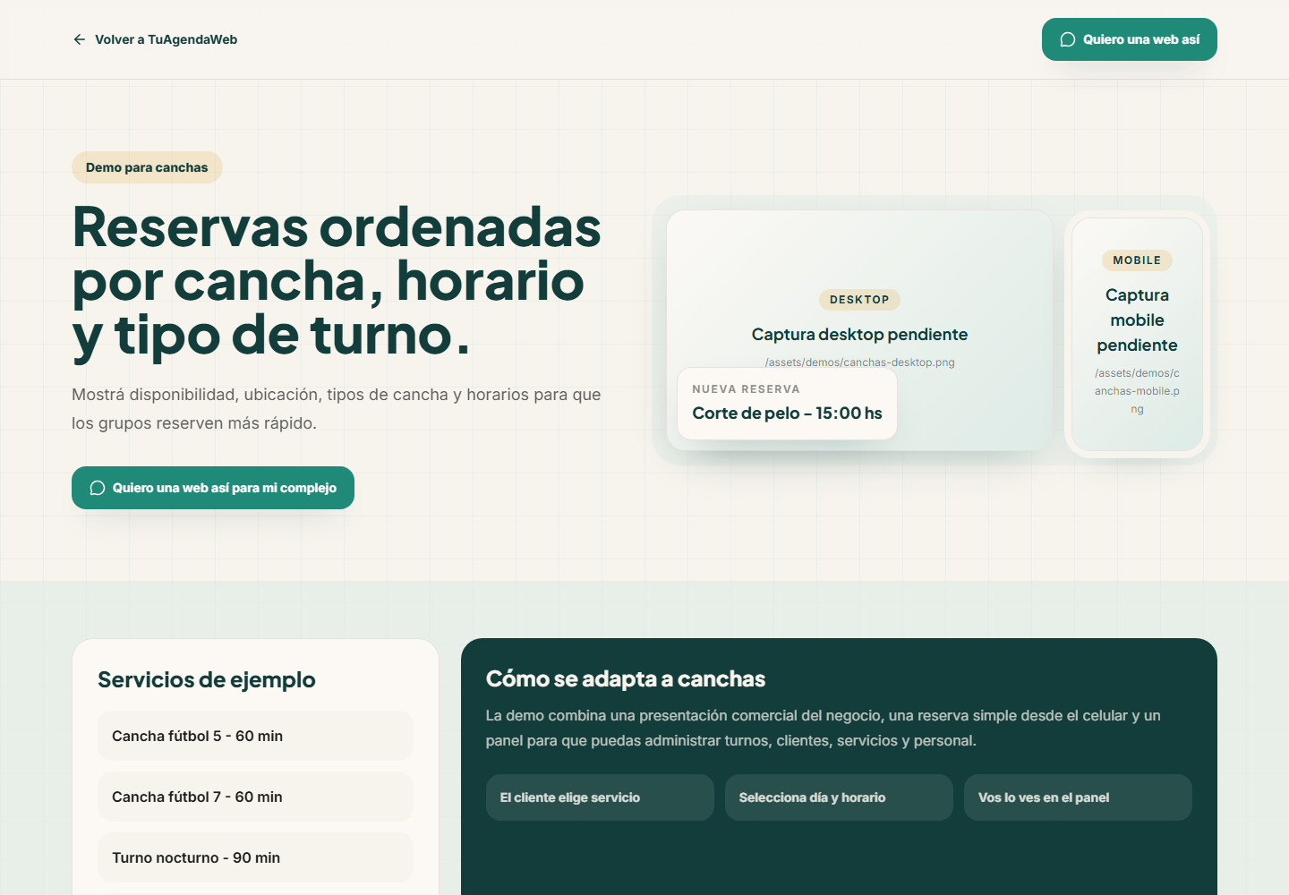 Captura desktop Canchas